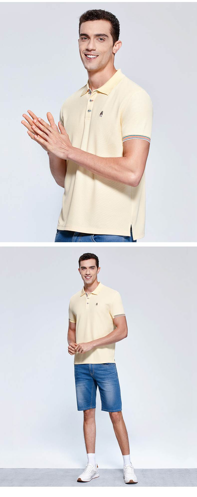 [younger系列]暇步士男装2021新夏翻领短袖t恤polo衫|pd-21315d