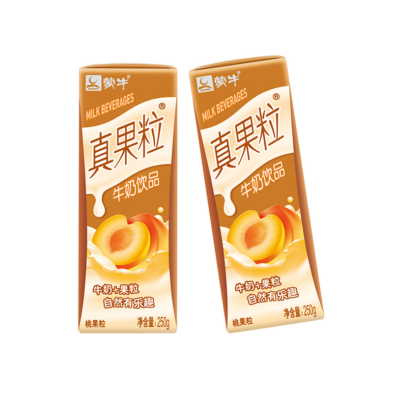 4月新日期蒙牛真果粒牛奶饮品黄桃味250g12盒礼盒装