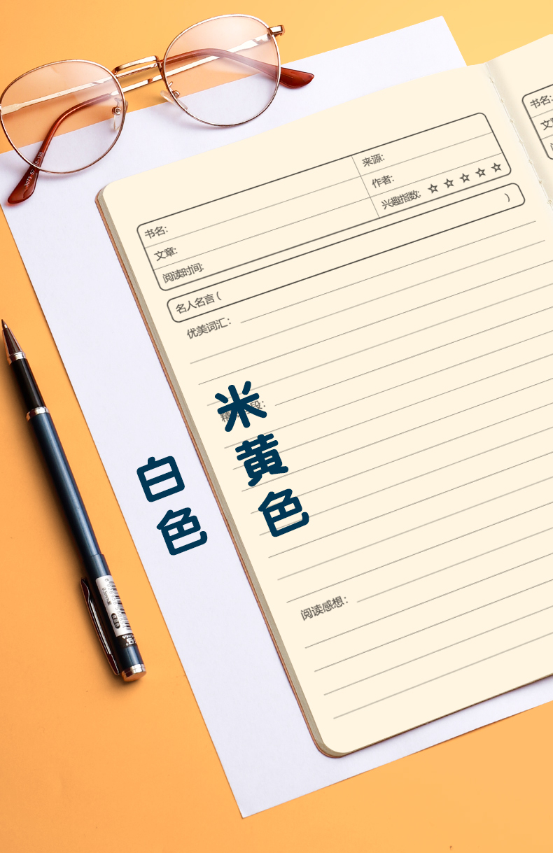 读书笔记本子好词好句摘抄小学生阅读记录卡摘录专用摘记语文积累本