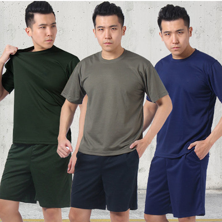 体能服套装男女军训服圆领吸汗速干透气短袖短裤夏季军迷t恤陆款单