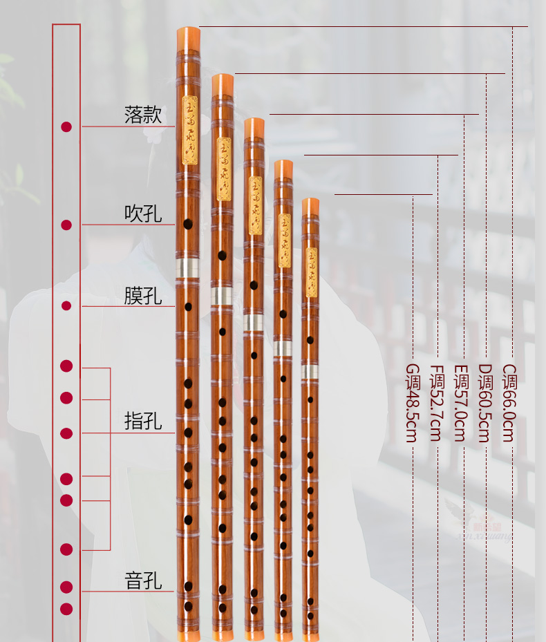 苦竹笛子 专业cdefg调 学生儿童初学横笛演奏级素笛曲笛吹奏乐器