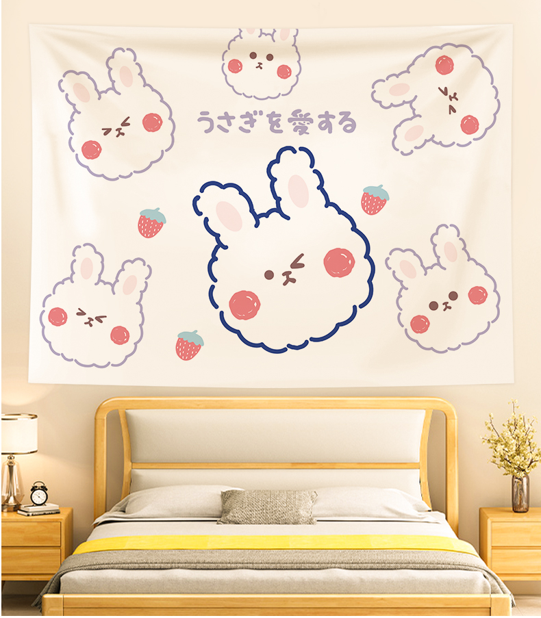 挂布背景布ins手绘卡通可爱网红少女心简约学生房间装饰墙布挂毯