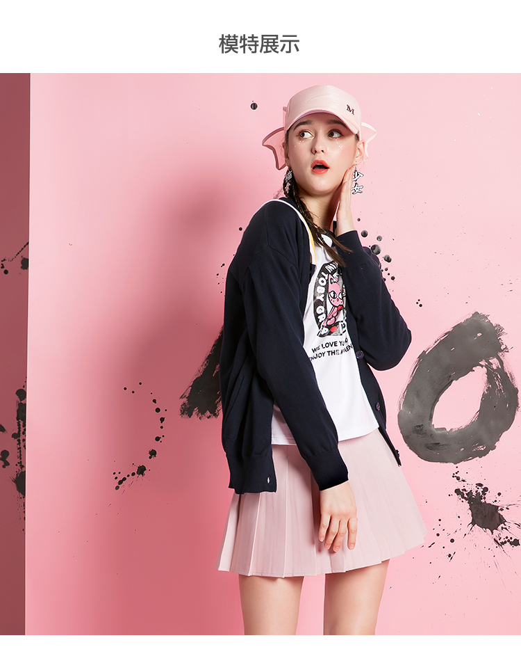 a02新款2019潮流少女海军领减龄卡通印花长袖外套女 dtu5a0561sc