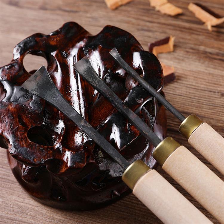 新款木雕工具手工木工雕刻刀挖勺挖盘制作磨好修光翘头圆刀