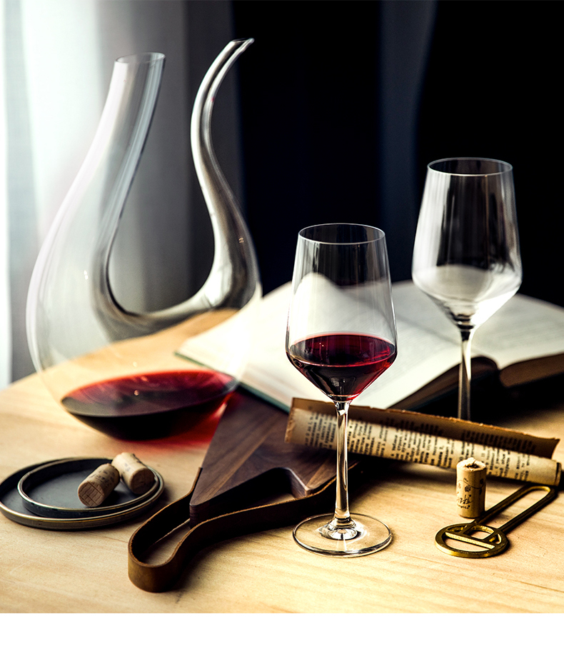 yicheng高脚水晶葡萄酒红酒杯套装家用醒酒器酒架创意透明玻璃杯子