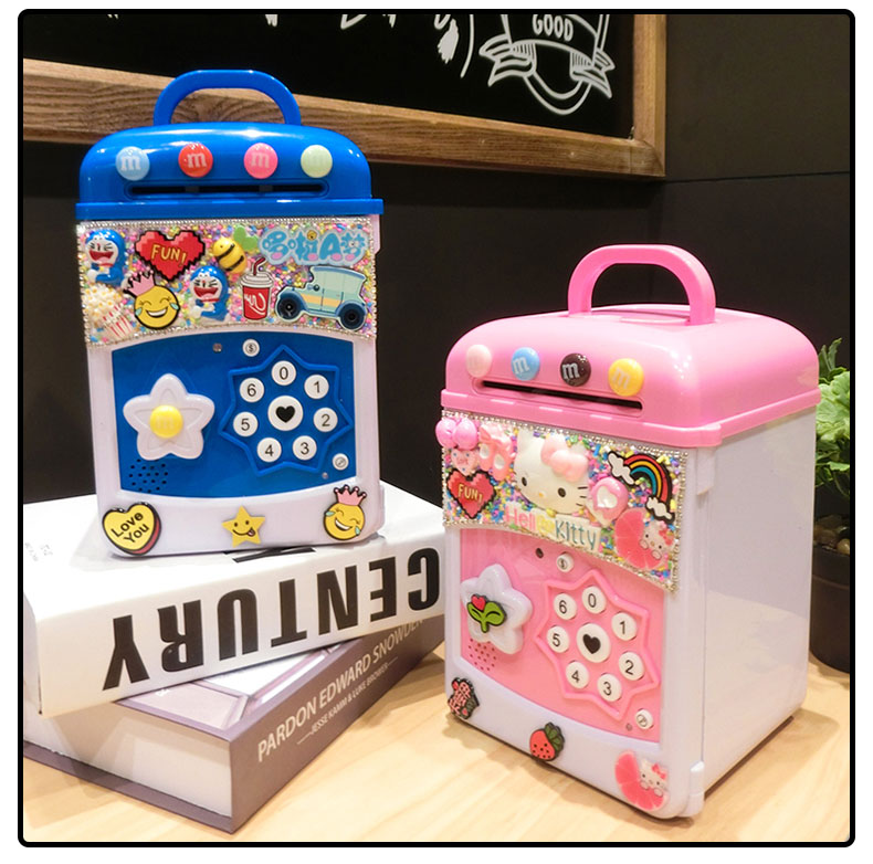 封后儿童卡通存钱罐密码箱抖音只进不出音乐储蓄罐手提学生音乐吸钱