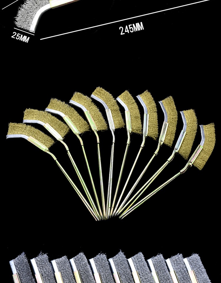 钢丝刷铁刷子烧烤炉清洁不锈钢刀刷工业铜丝除锈小钢刷子长柄灰色小