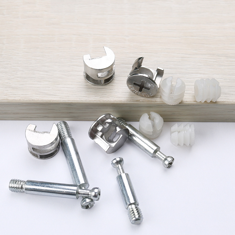 加厚家具阿斯卡利五金三合一连接件床紧固件螺丝铁杆螺母组装100套15x