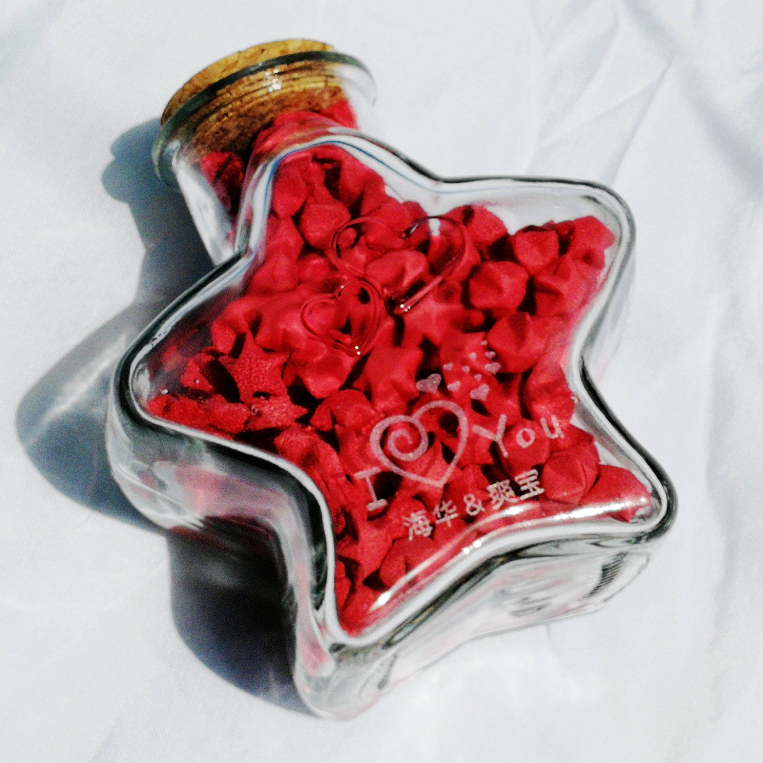 五角星许愿瓶星星瓶子木塞能装520许愿星星折纸幸运星玻璃罐子封后特