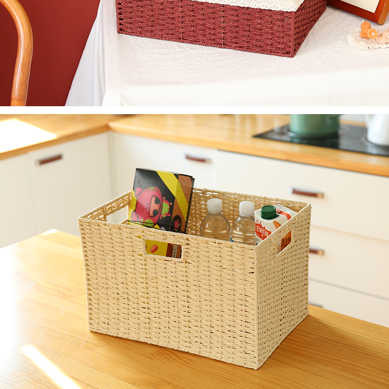 桌面杂物零食收纳框柜子收纳筐篮子家用编织储物玩具日本收纳盒