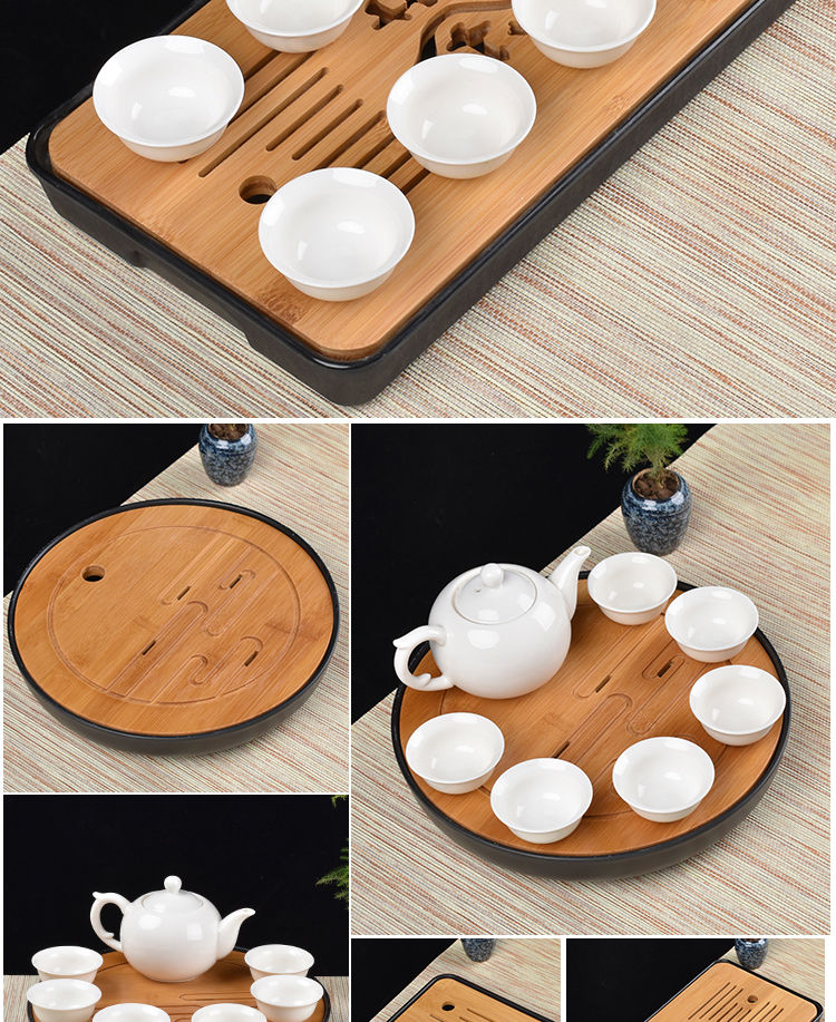 干泡盘功夫白瓷茶具简约家用套装盖碗整套盘储水盘茶杯迷你小茶台小