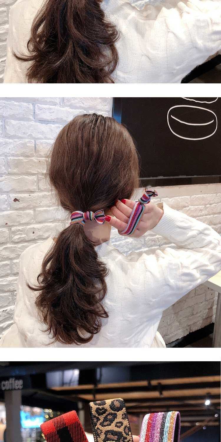 装) 头绳女网红ins韩版皮筋发圈可爱手链两用彩虹豹纹扎头发皮套头饰