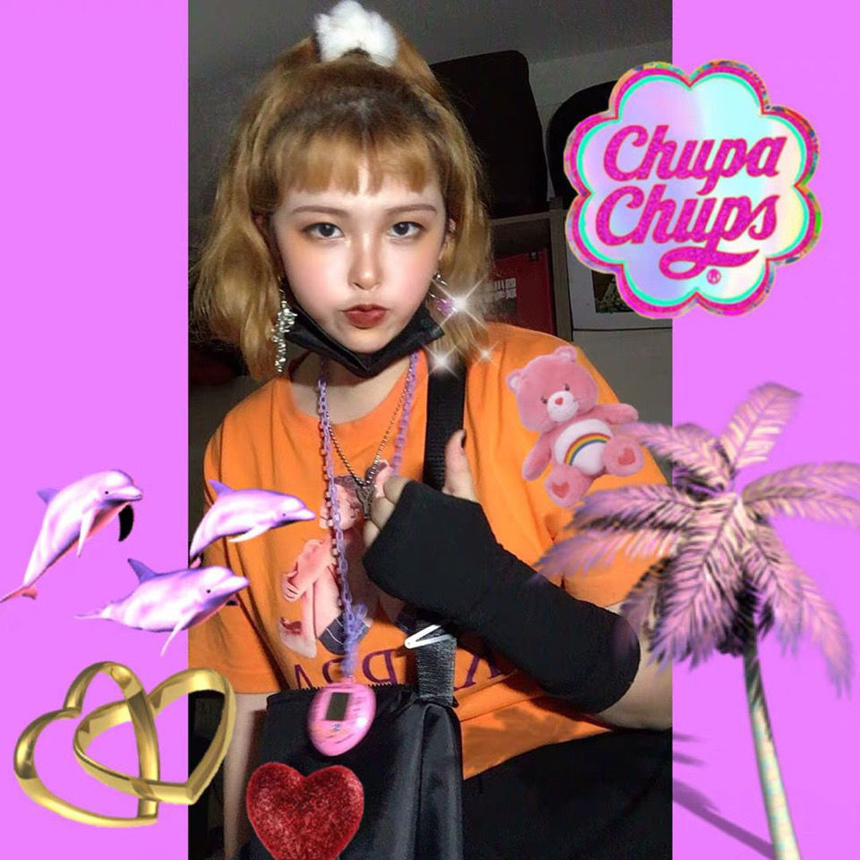 日系原宿风童年电子宠物土酷女孩霹雳辣妹趣味蹦迪项链软妹jk挂饰