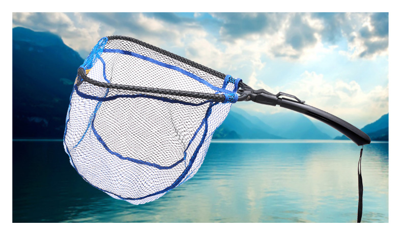 红健黑掌握把三角抄网便携折叠防挂硅胶路亚飞抄飞蝇溪流钓鱼捞网