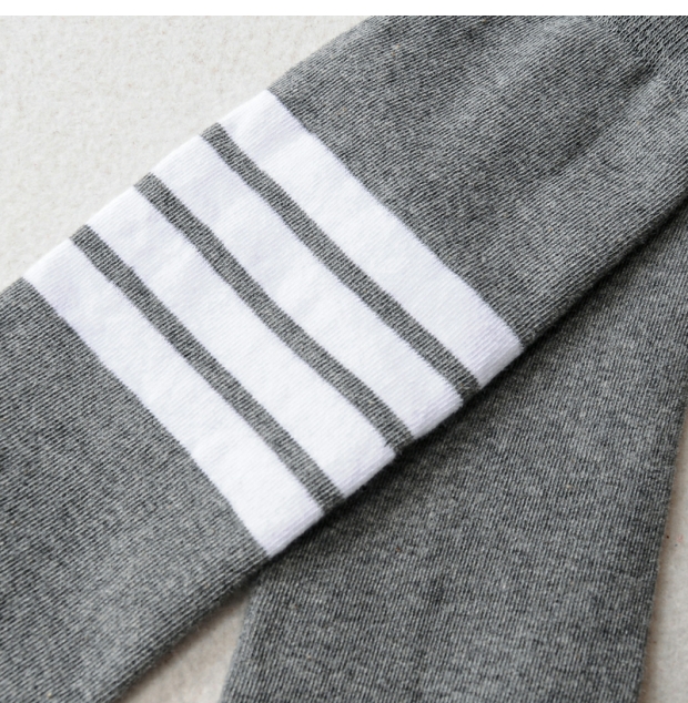 tb四条杠灰色中筒袜小腿袜纯棉日系过膝袜长筒袜短袜子网红jk女潮