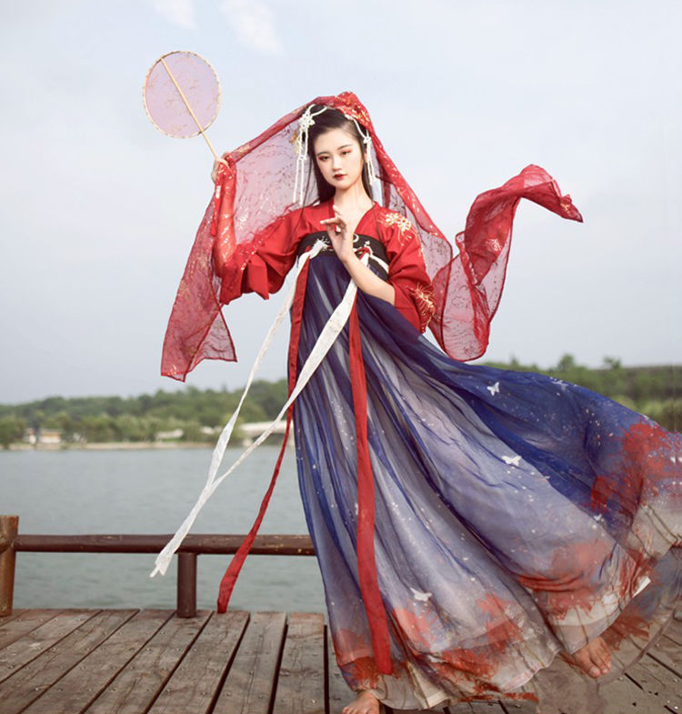 汉服女龙母齐胸襦裙古装汉元素夜弦歌对襟中国风日常淡雅刺绣学生