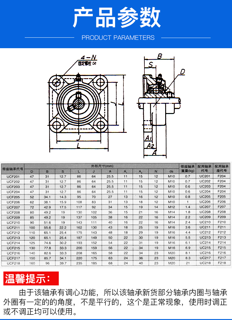 方形外球面带座轴承ucf20120220320420520620720820921lk加重ucf20