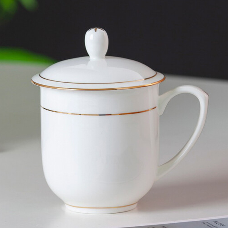 皖尧商务接待办公茶杯骨瓷杯金边1号单