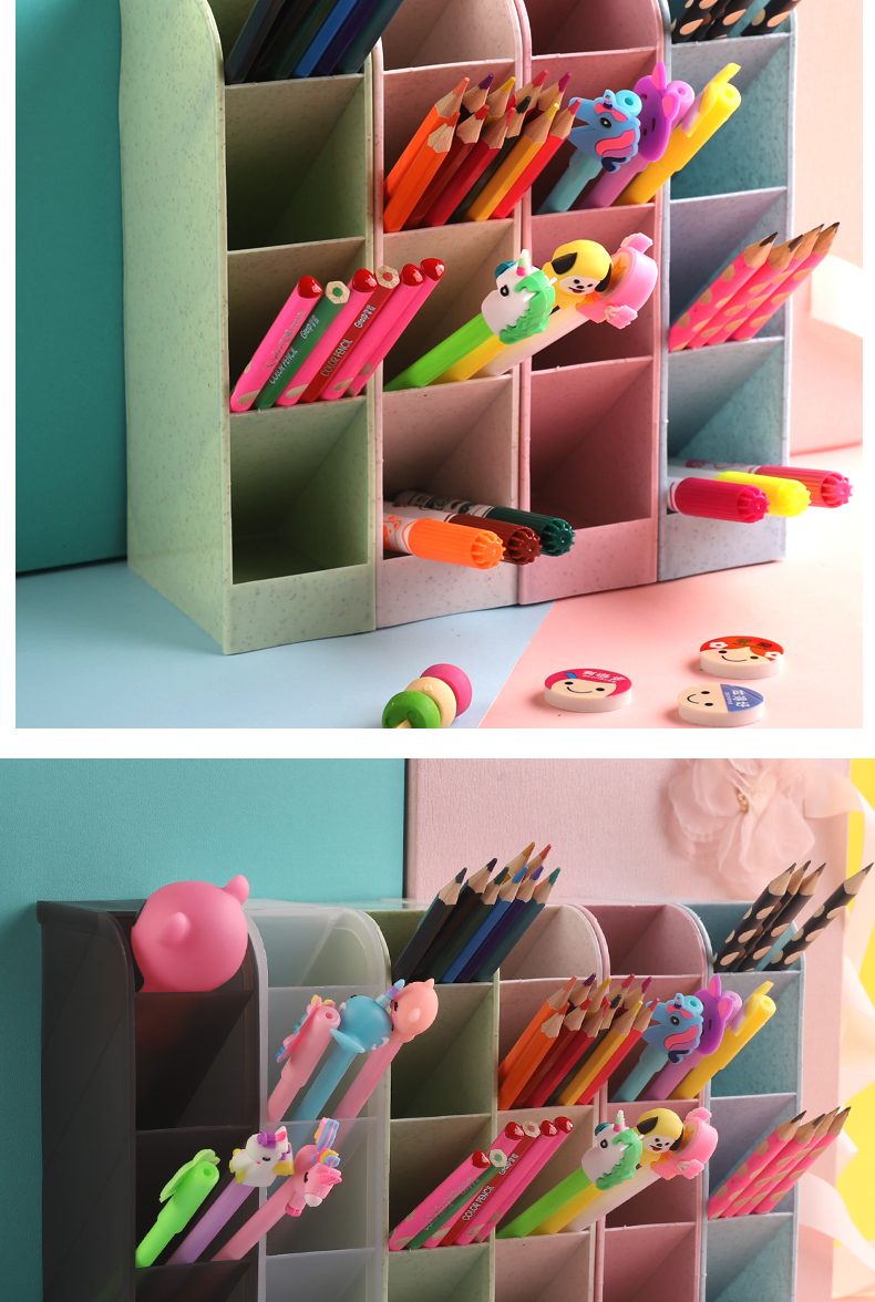 希杰狮王斜插式笔筒女ins创意时尚可爱文具桌面摆件摆设多功能化妆刷