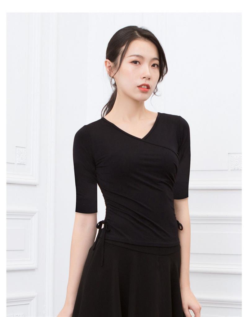 舞蹈练功服上衣女长袖形体瑜伽黑色古典拉丁舞跳舞衣练舞服装衣服