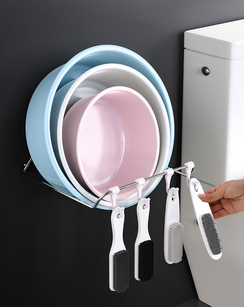 盆子收纳架壁挂免打孔卫生间置物架浴室脸盆厕所洗手间放洗脸盆架三维