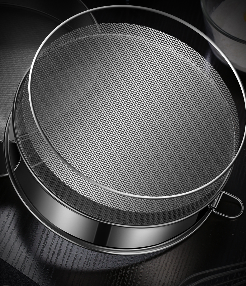 haoyangdao德国面粉筛304不锈钢过滤网筛子60目圆形家用厨房烘焙手持