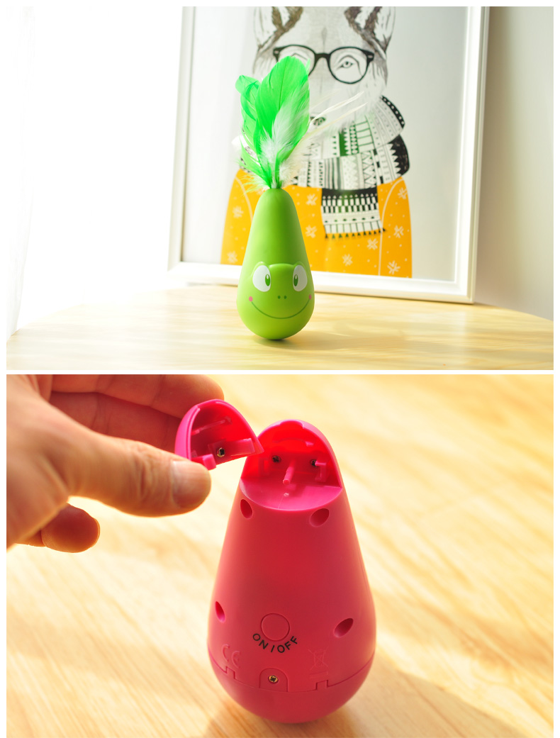 塞瓦那莉猫咪自动逗猫棒新款趣味猫咪用品玩具不倒翁电动羽毛逗猫棒