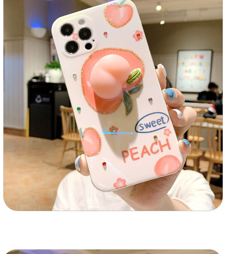 减压捏捏桃子华为nova7nova8手机壳荣耀30可爱mate40闪钻p40p30网红