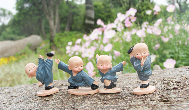 舒适主义功夫四小和尚摆件 汽车摆件 可爱车内饰品玩偶公仔创意车饰品