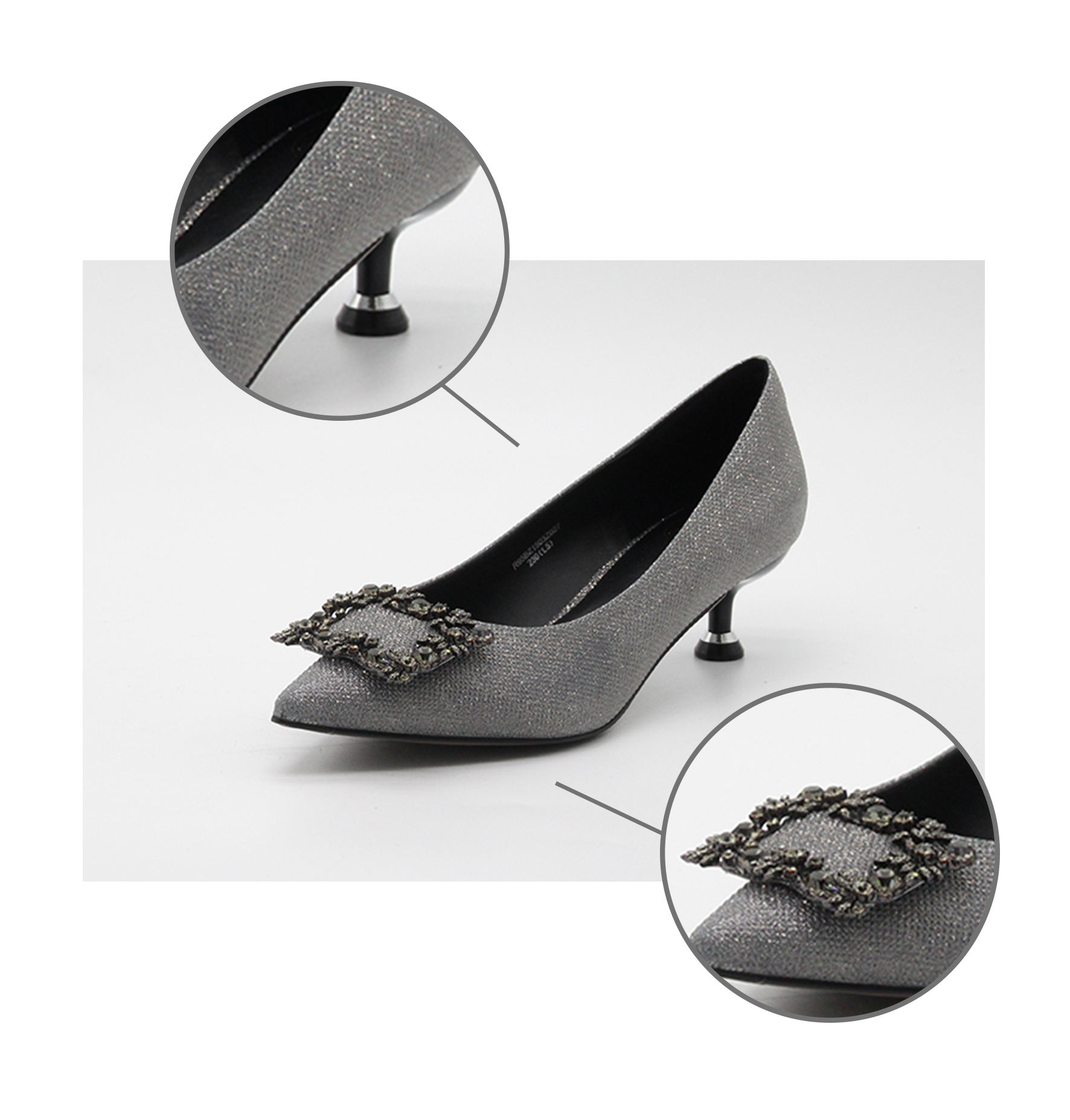 rebacca瑞贝卡女鞋2019秋款通勤正装系列细中跟烤漆精致方形钻扣羊皮