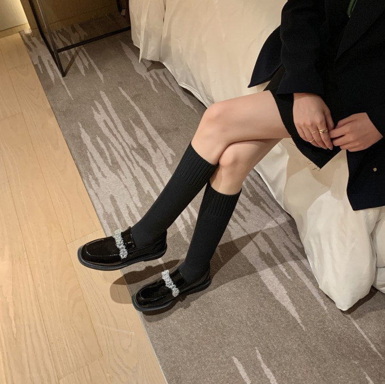 格瑞迪欧小皮鞋平底女单鞋英伦风袜靴瘦瘦靴女显瘦长靴新款复古m196