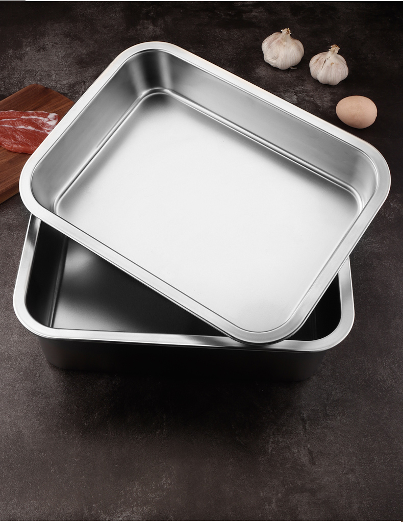 haoyangdao不锈钢盆长方形带盖大号家用厨房铁盆子特大加高深毛巾盘
