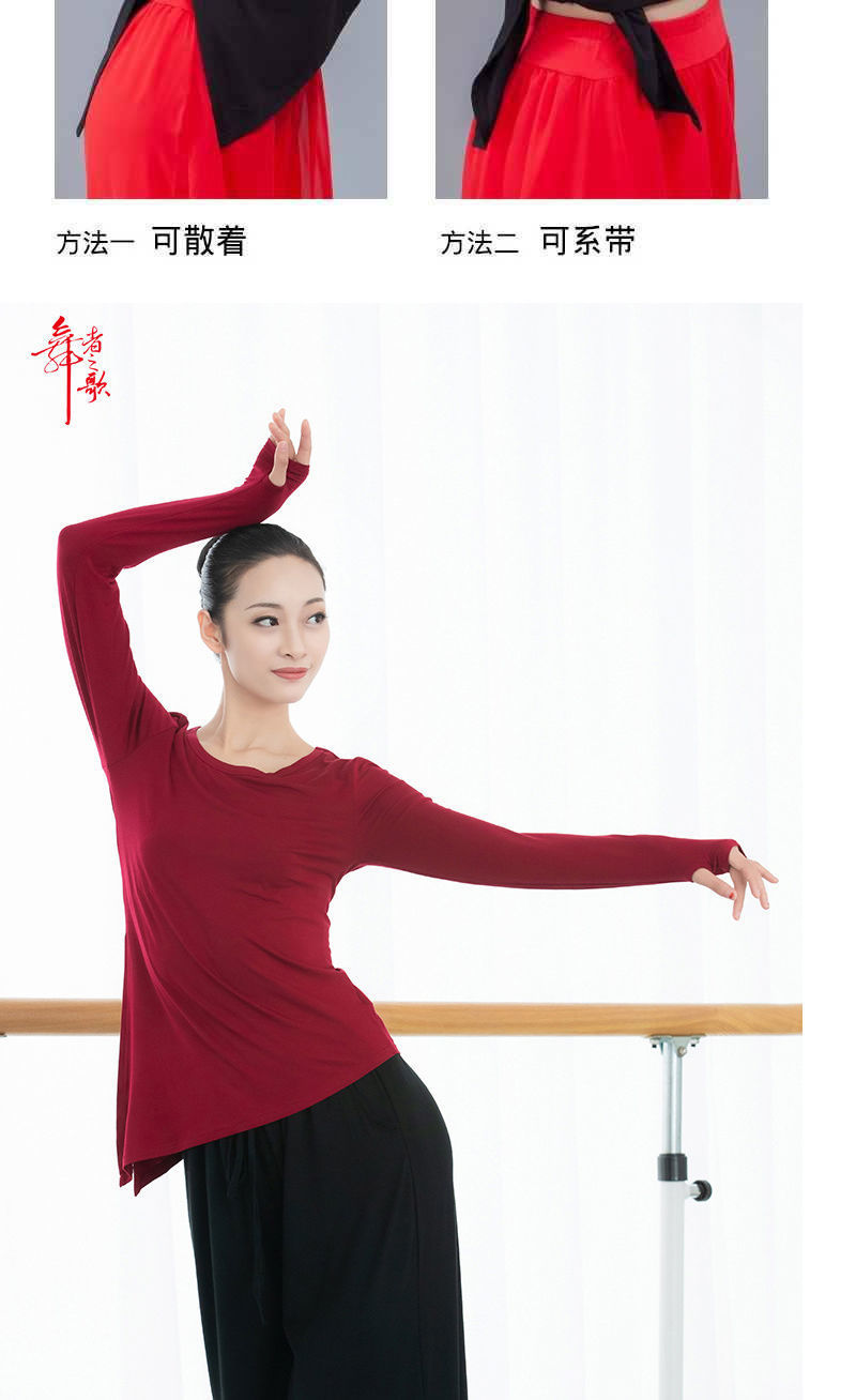 舞者之歌现代舞蹈服上衣女宽松练功服装新款民族古典形体舞演出服中袖