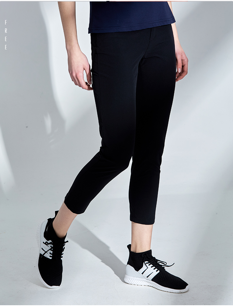 诺诗兰户外运动裤女排汗快干弹力九分休闲裤gq082b04暗影黑色170