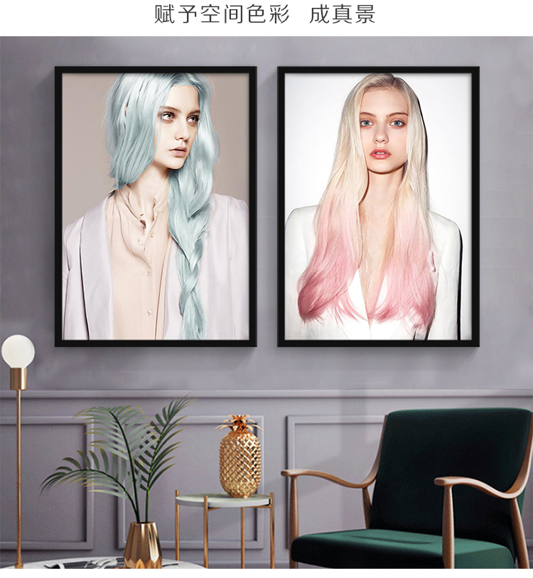 蘑菇说餐桌布艺 蘑菇说 理发店墙面装饰画美发个性时尚发型图片发廊