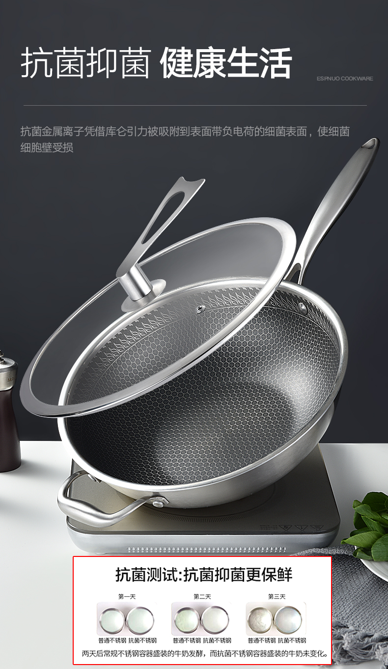 拓进厨房小工具255tm#611114047937635 304不锈钢炒锅圆底平底凹面