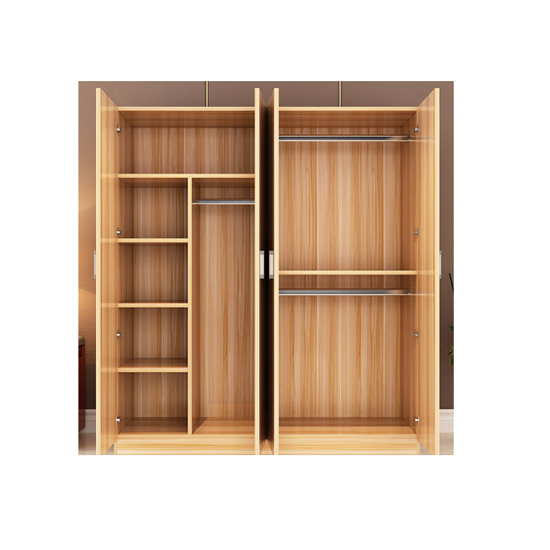 草根堂四门更衣柜木质衣柜员工宿舍衣柜浅胡桃色更衣柜