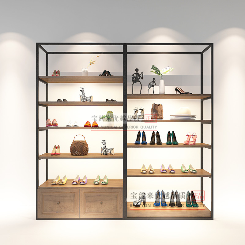 三维工匠商用鞋店铺鞋架鞋子展示架男女童鞋包包陈列柜实木落地式货架
