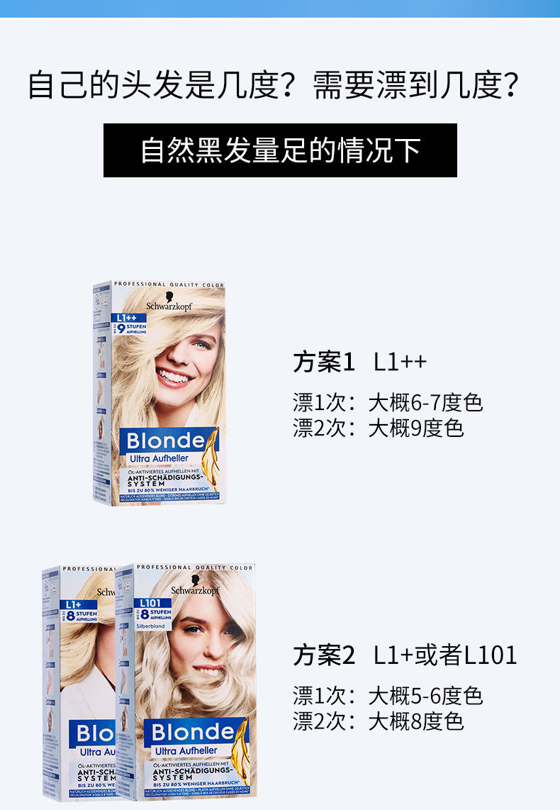 德国施华蔻schwarzk漂发褪色剂漂粉漂染膏结构还原白金l9度染发剂l19