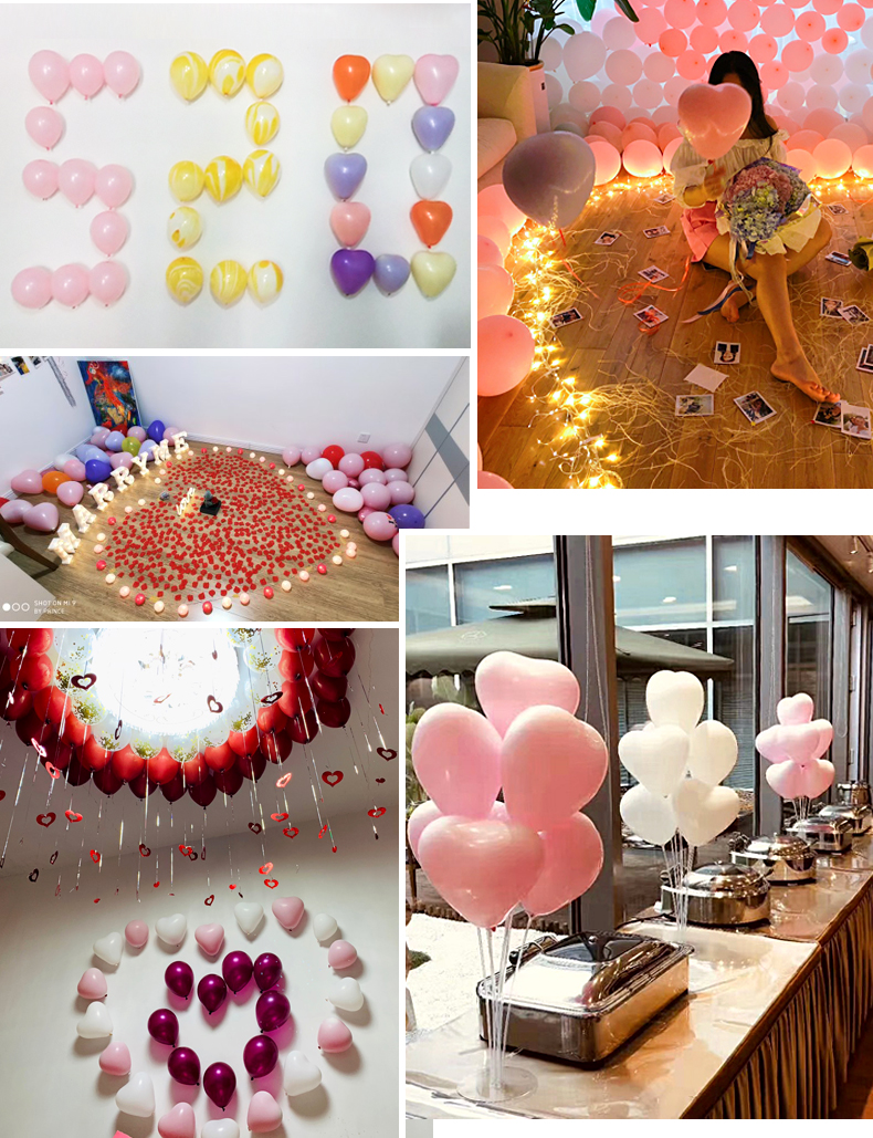 心形气球装饰结婚爱心生日飘婚房布置婚礼卧室粉色马卡龙桃心造型三维