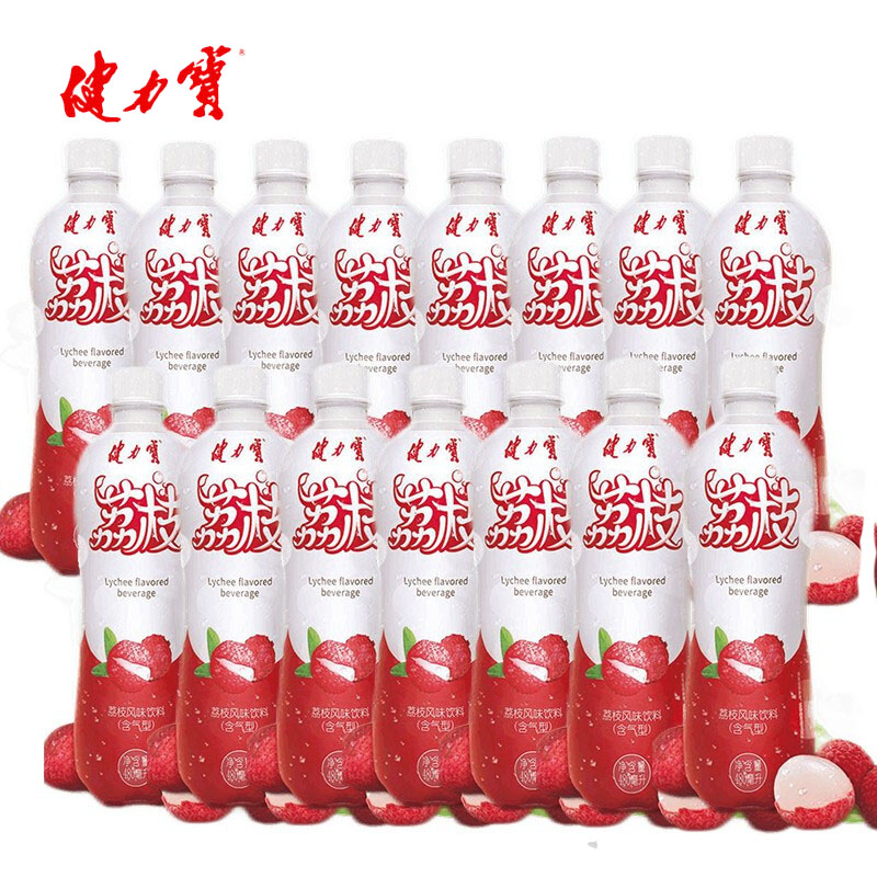 健力宝荔枝味瓶装饮料480ml果味饮料碳酸饮料夏季饮品