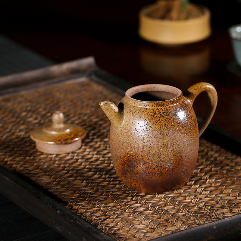 龙窑柴烧紫砂壶明式水平茶壶功夫茶具泡茶壶