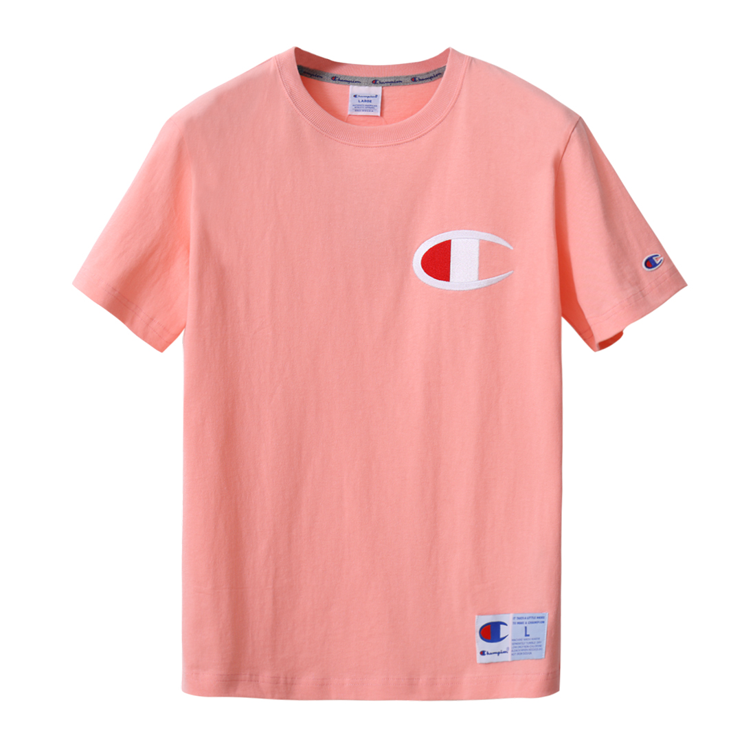 champion冠军夏季短袖t恤青春男士情侣同款圆领ins风时尚大c刺绣运动
