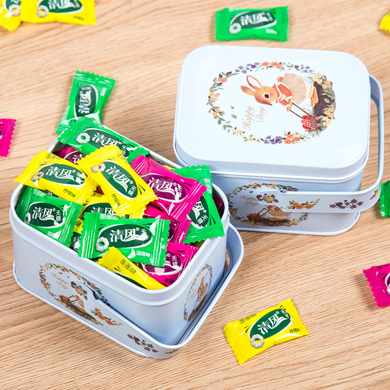 清风薄荷糖清凉糖铁盒装100g60颗