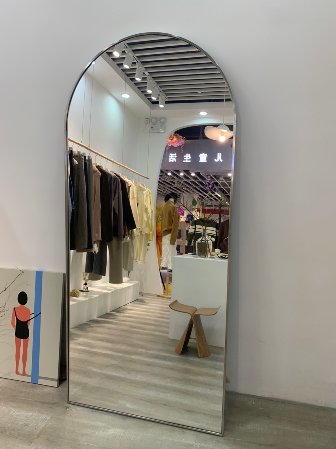 拱形镜子婚纱试衣间镜服装店大镜子家用美发店全身落地试衣镜显瘦泰