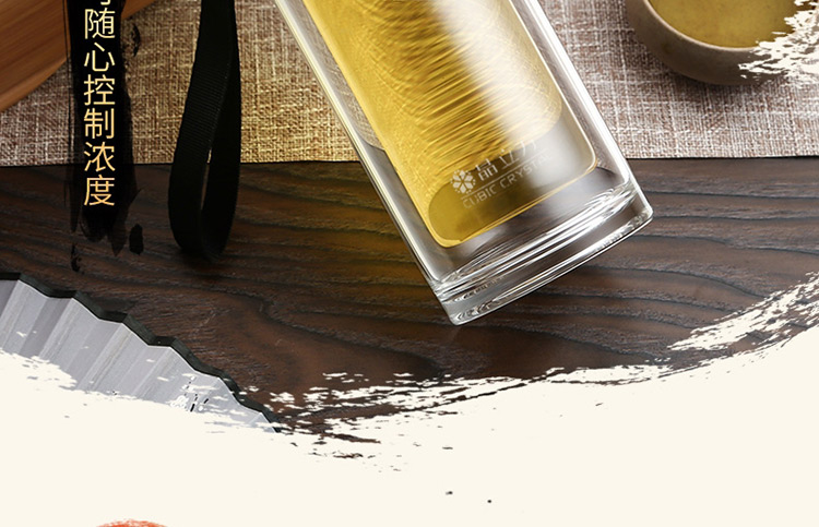 晶立方玻璃杯001 晶立方 茶水分离杯 双层玻璃杯泡茶杯 隔热防烫300ml