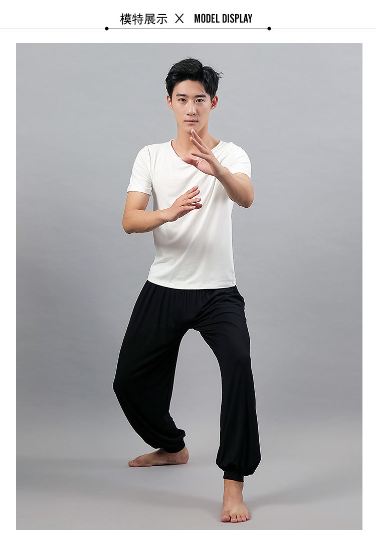 梵媞朵男士春夏宽松黑色太极服装练功裤男家居功夫瑜伽灯笼长裤黑色