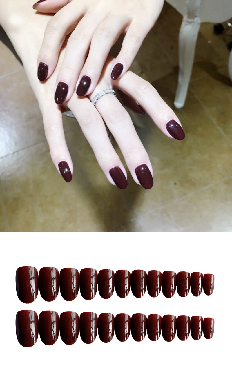 指甲贴 成品穿戴美甲指甲贴中长款新娘穿戴圆头甲片假指甲随意摘戴的