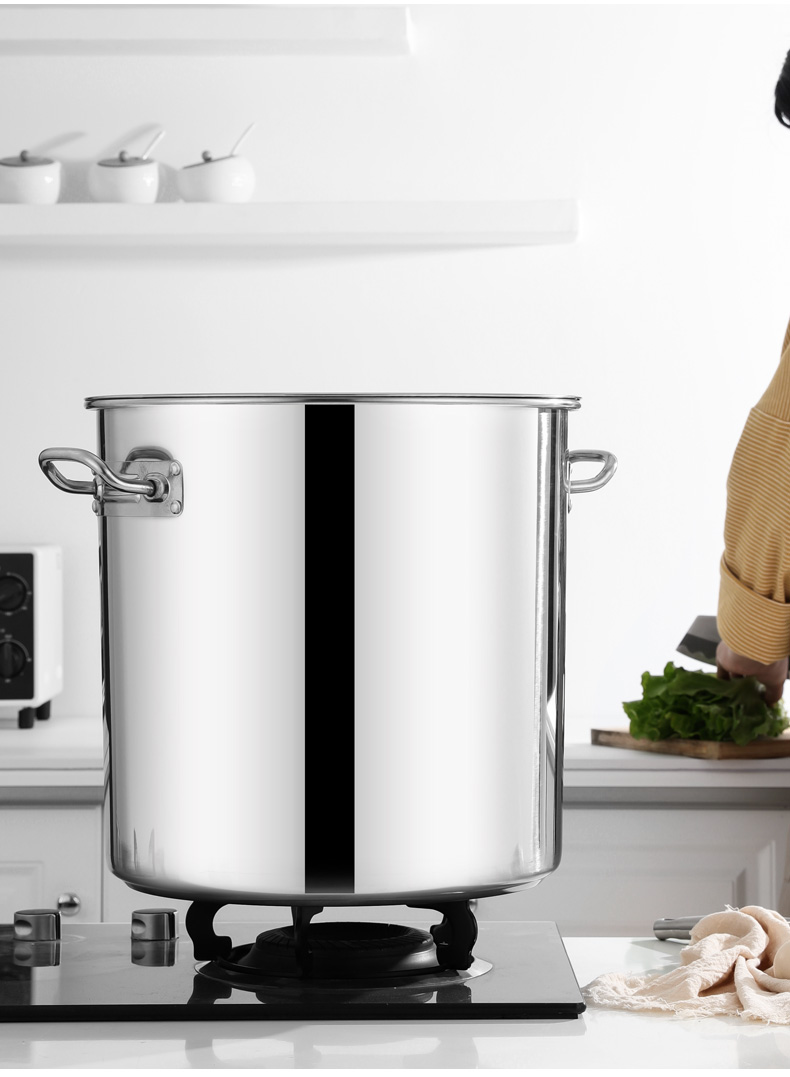 不锈钢桶圆桶带盖汤锅商用汤桶加厚家用卤水桶油桶大容量锅不锈钢