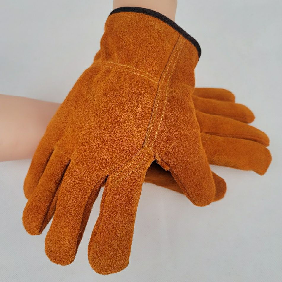 牛皮电焊短款手套防热烫皮手套耐磨耐高温隔热手套焊工专用防护升级款